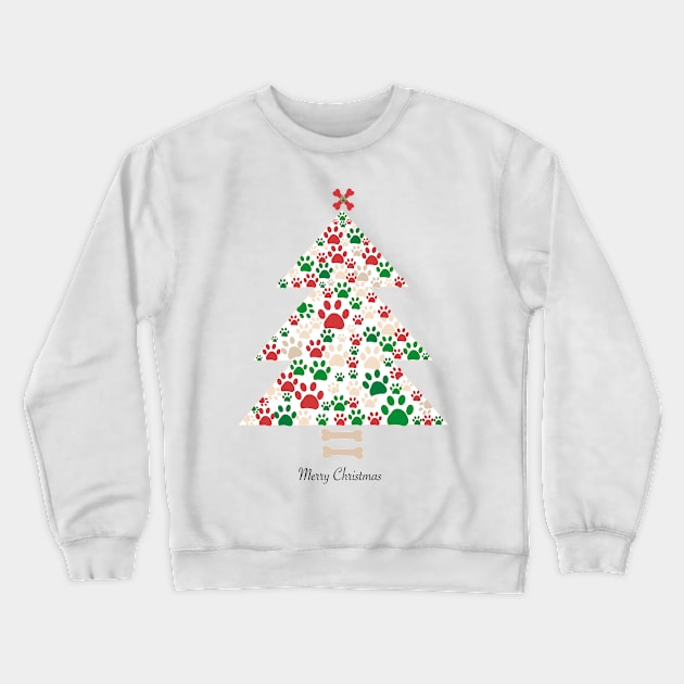 Christmas tree made of pet paw prints Crewneck Sweatshirt by stark.shop